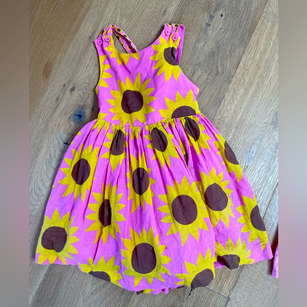 Mini boden cotton Sunflower pinafore dress 4-5t
